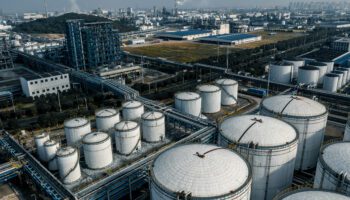 Aerial shot of a petrochemical plant