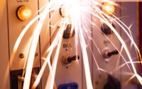 Sparks emitting from an electrical panel.