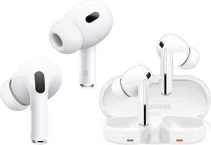 Apple and Samsung earbuds
